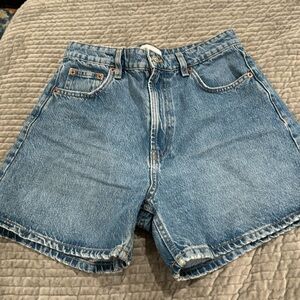 Zara denim high rise shorts 6